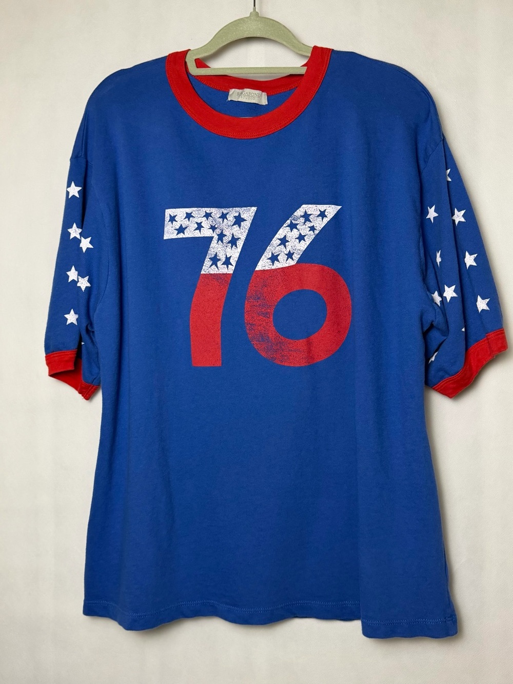 Ragabond Studio 76 Stars Ringer Tee Blue Red Oversized L Excellent